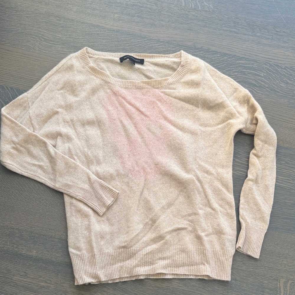 Skull Cashmere Beige Crew Neck Sweater